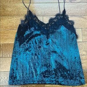 Elegant Black and Blue Sequin Women's Top